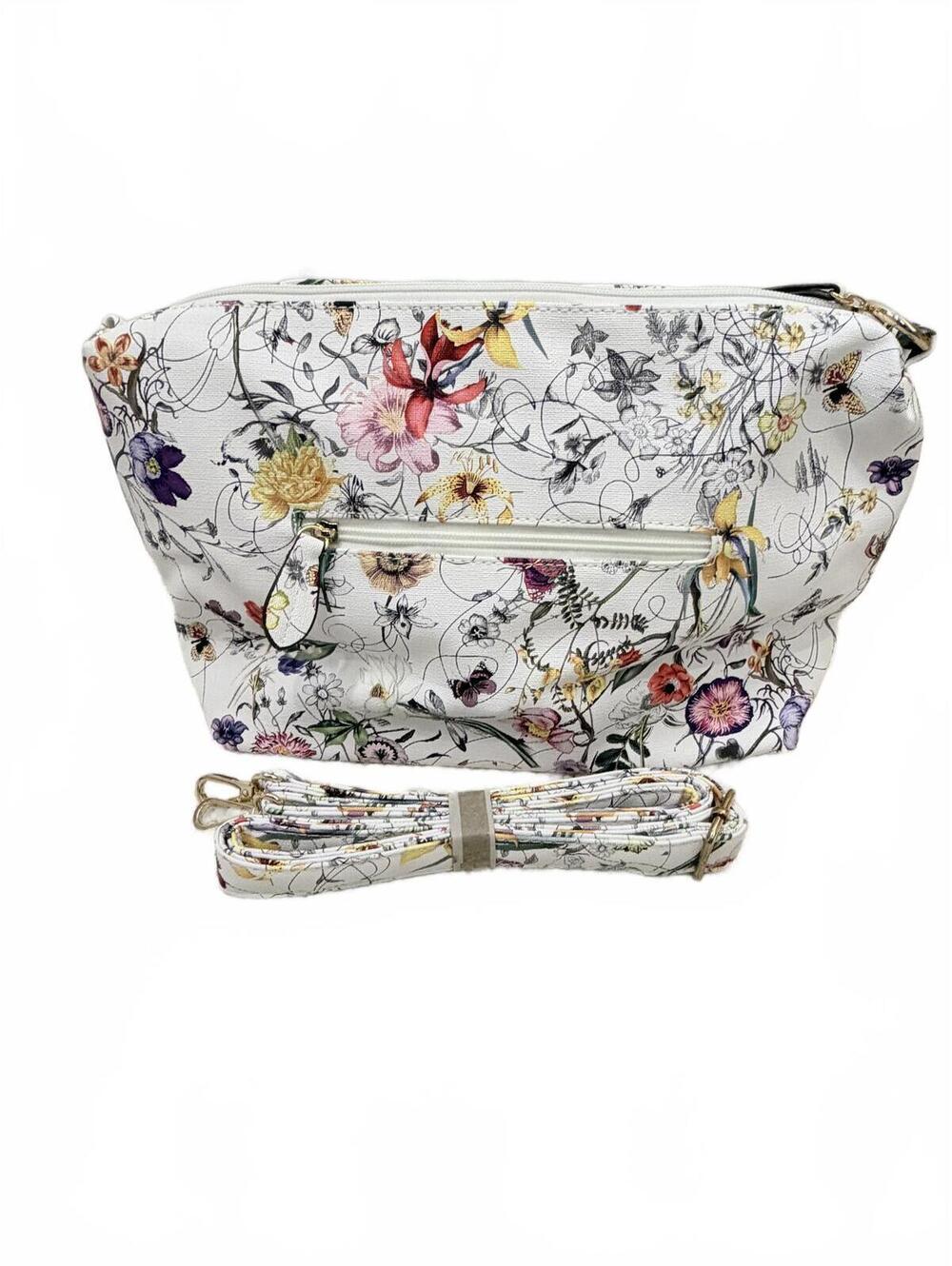 New‎ Diophy White Watercolor Floral Crossbody Bag